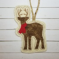 ITH Reindeer Christmas Ornament Applique Design